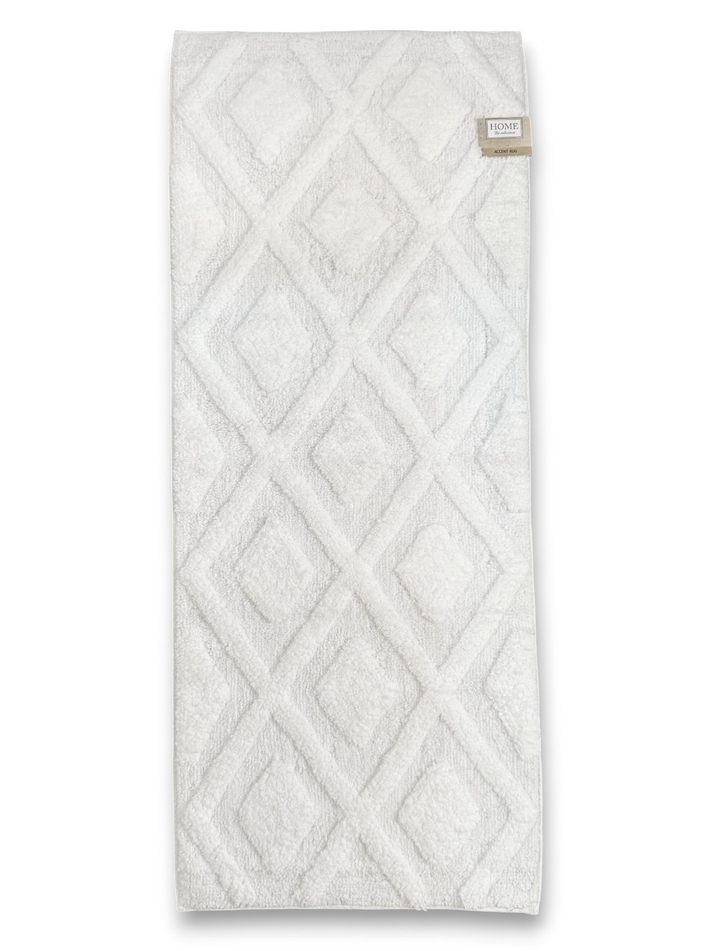 Home Collection Diamond Textured Runner Rug White Non-Skid 20x48 NWT